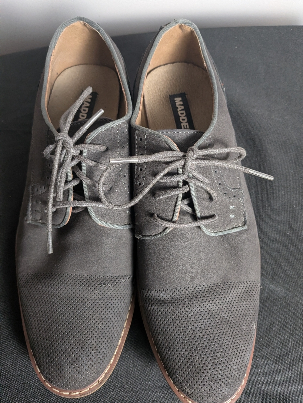 Steve Madden Alk Gray Suede Dress Shoes Men's Derby Oxfords Sz 9.5 - Picture 2 of 11